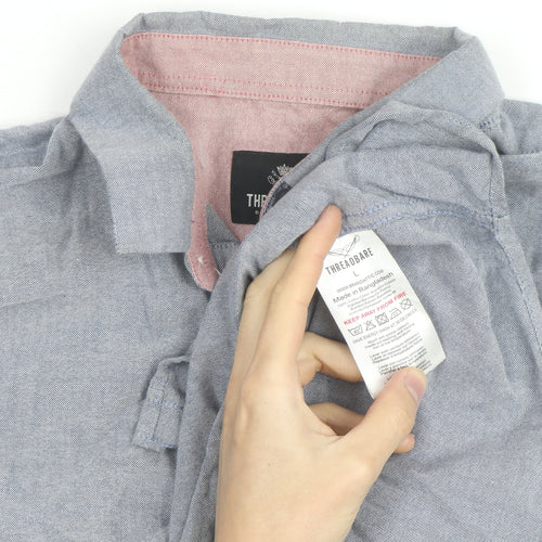 Threadbare Women’s Blue Chambray Short Sleeve Button-Up Shirt L