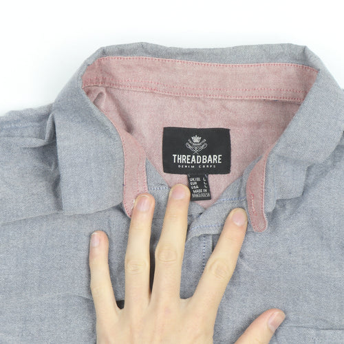 Threadbare Women’s Blue Chambray Short Sleeve Button-Up Shirt L