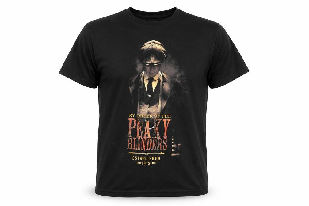 Front view of Garrison Tailors Peaky Blinders Black Men’s Small Graphic T-Shirt