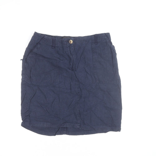 Next Women Blue Knee Length Linen Cotton Skirt Size 12