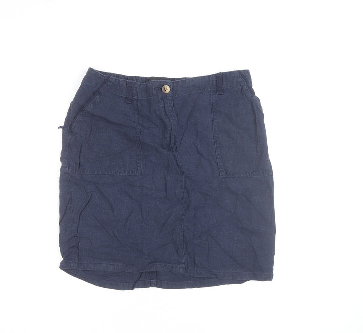 Next Women Blue Knee Length Linen Cotton Skirt Size 12