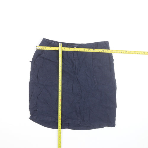 Next Women Blue Knee Length Linen Cotton Skirt Size 12