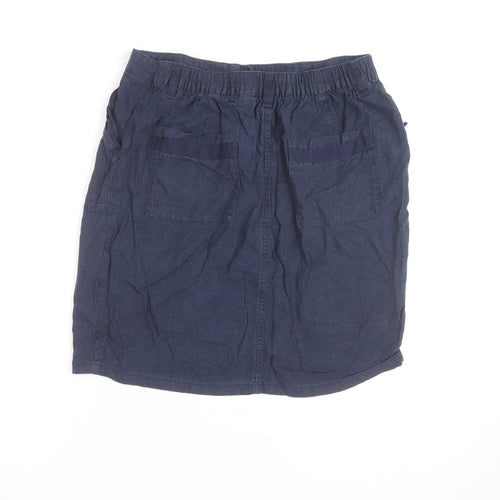 Next Women Blue Knee Length Linen Cotton Skirt Size 12