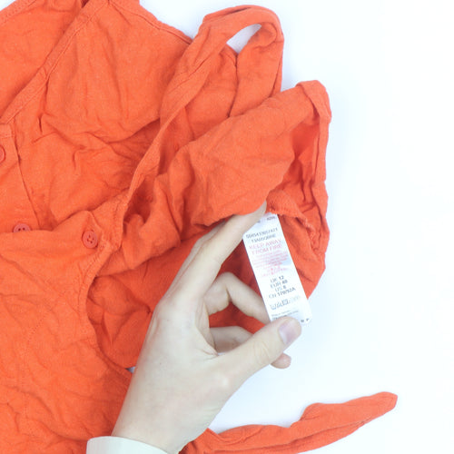 Topshop Women’s Orange Camisole Tank Top Size 12 V-Neck Button Tie