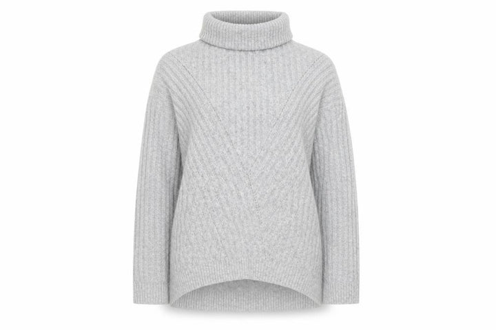 Miss Selfridge Women Grey Roll Neck Ribbed Knit Jumper UK 10