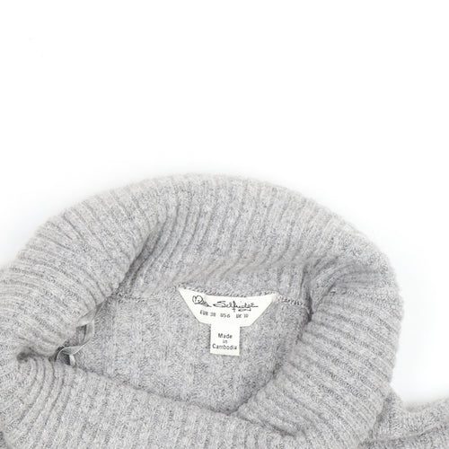 Miss Selfridge Women Grey Roll Neck Ribbed Knit Jumper UK 10