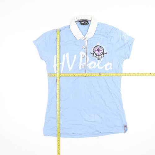 HV Polo Women's Blue Collared Short Sleeve Cotton Polo Shirt Size S