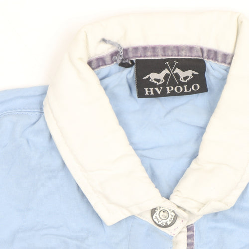 HV Polo Women's Blue Collared Short Sleeve Cotton Polo Shirt Size S