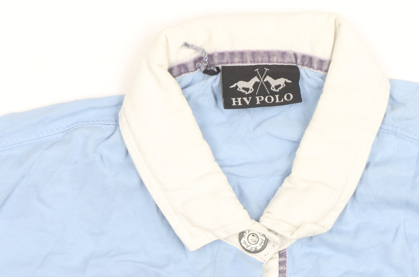 HV Polo Women's Blue Collared Short Sleeve Cotton Polo Shirt Size S