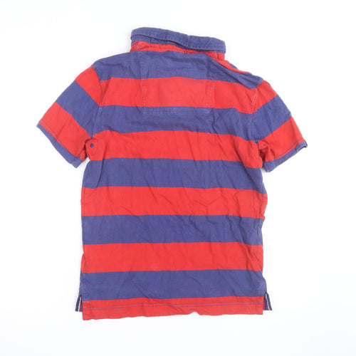 Superdry Men's Blue Red Striped Polo Shirt Medium Yacht Club Cotton
