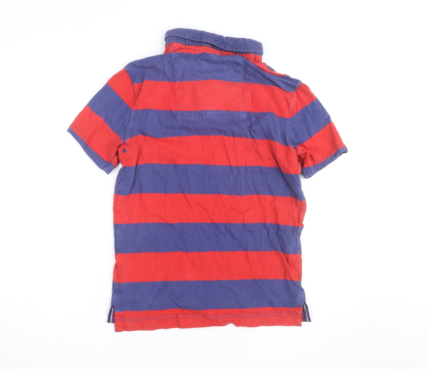 Superdry Men's Blue Red Striped Polo Shirt Medium Yacht Club Cotton