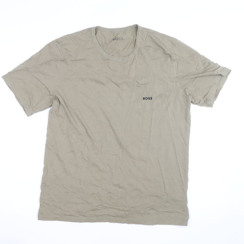 BOSS Men's Beige XL Crew Neck Cotton Jersey T-Shirt