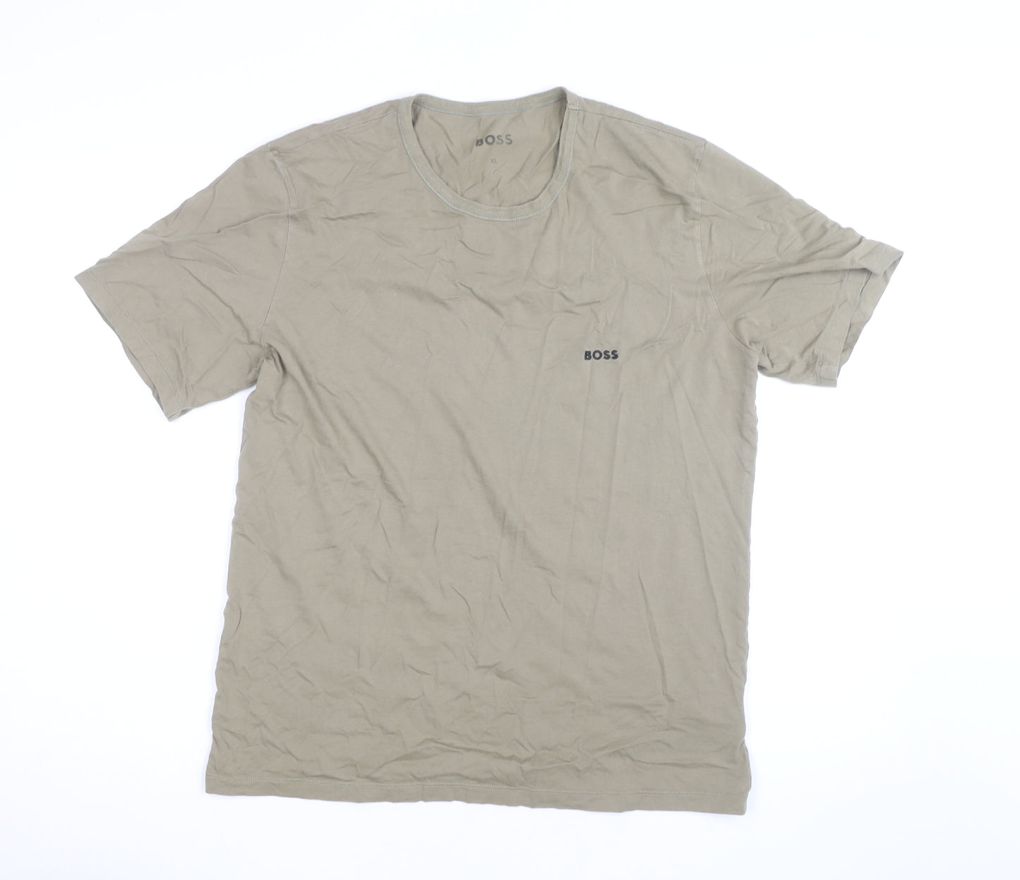 BOSS Men's Beige XL Crew Neck Cotton Jersey T-Shirt