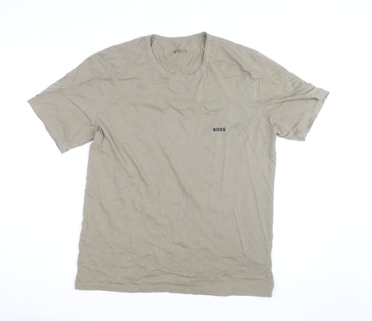 BOSS Men's Beige XL Crew Neck Cotton Jersey T-Shirt
