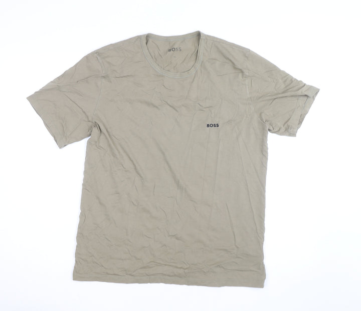 BOSS Men's Beige XL Crew Neck Cotton Jersey T-Shirt