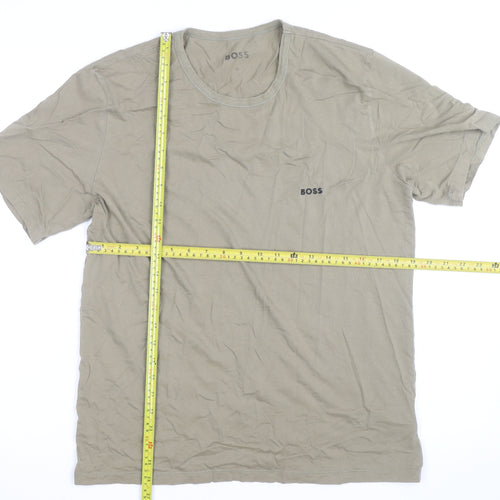 BOSS Men's Beige XL Crew Neck Cotton Jersey T-Shirt