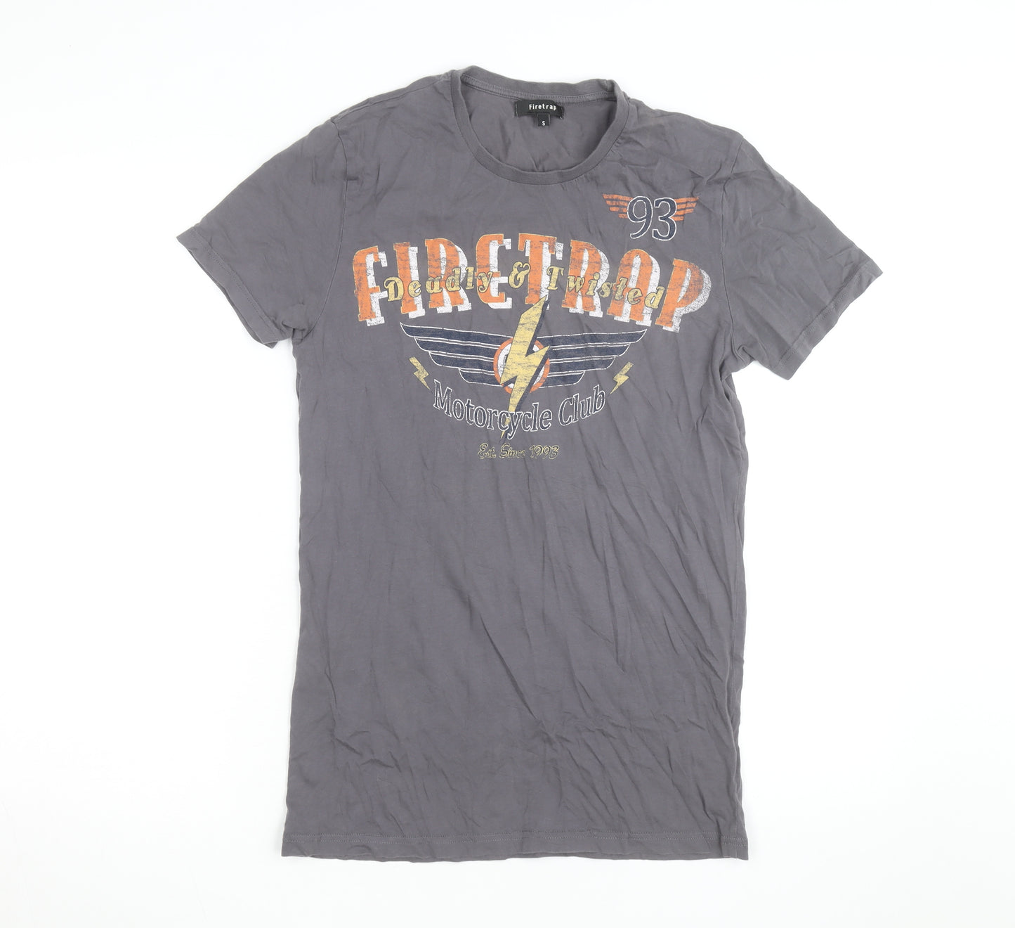 Firetrap Men's Grey Motorcycle Graphic Print T-Shirt Small