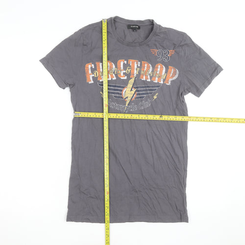 Firetrap Men's Grey Motorcycle Graphic Print T-Shirt Small