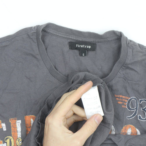 Firetrap Men's Grey Motorcycle Graphic Print T-Shirt Small