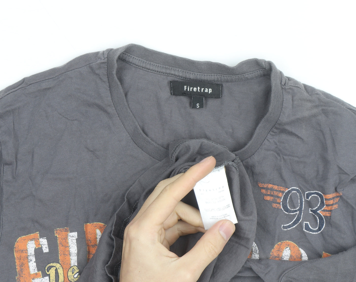 Firetrap Men's Grey Motorcycle Graphic Print T-Shirt Small