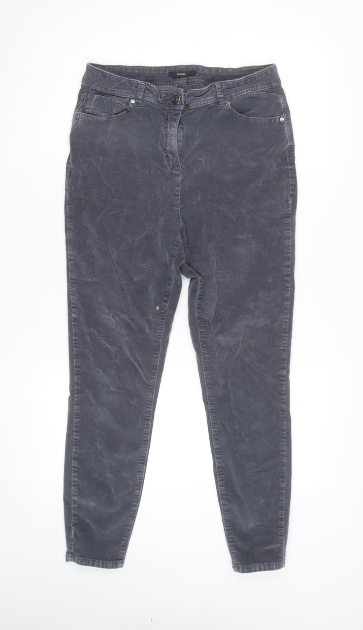 George Women Grey Corduroy Skinny Jeans Size 14 Mid Rise