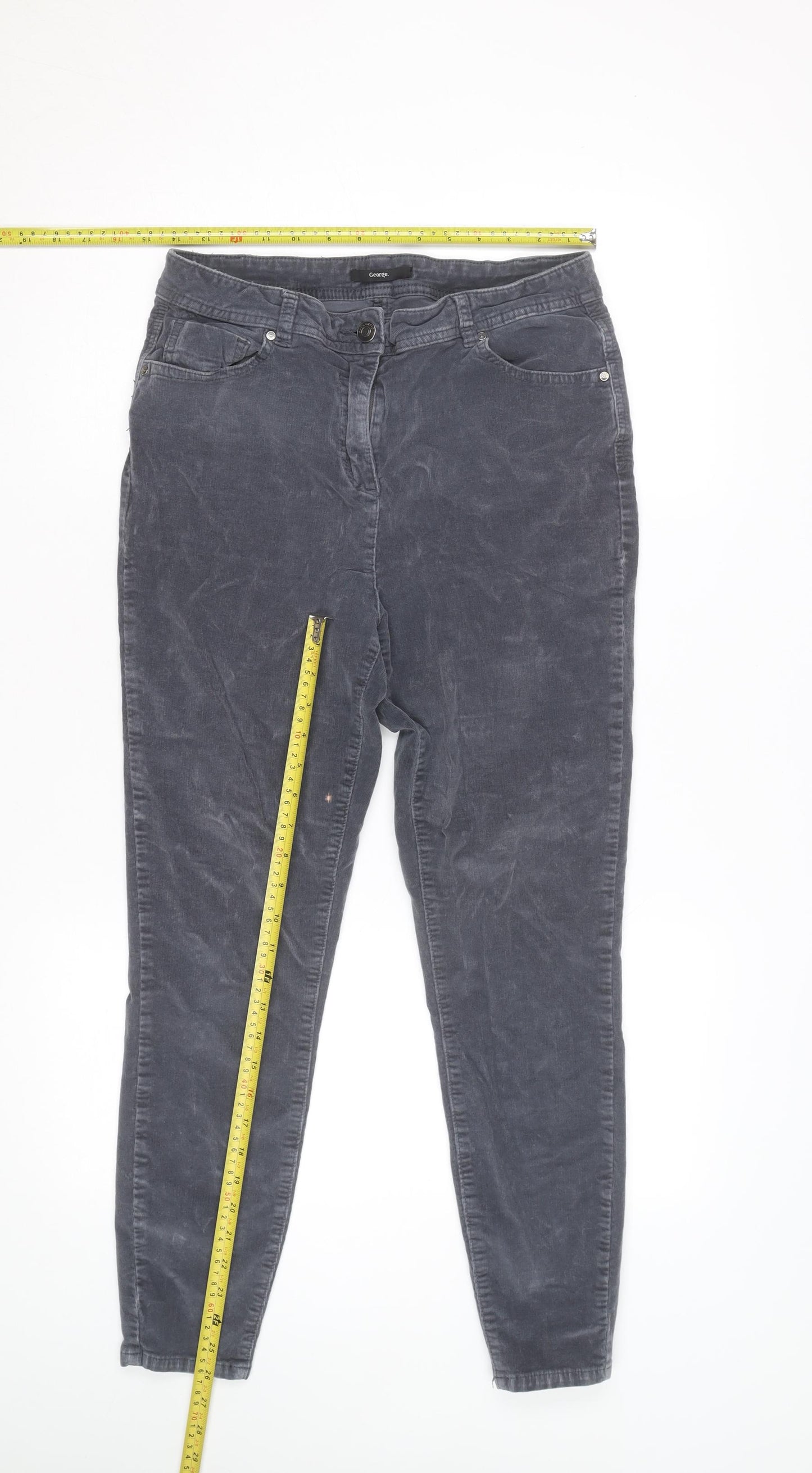 George Women Grey Corduroy Skinny Jeans Size 14 Mid Rise