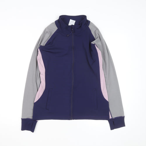 Active Womens Blue Track Jacket Size 12 Full Zip Lightweight