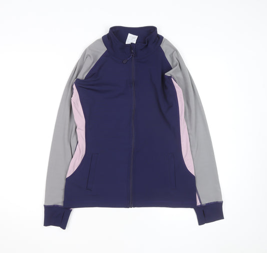 Active Womens Blue Track Jacket Size 12 Full Zip Lightweight
