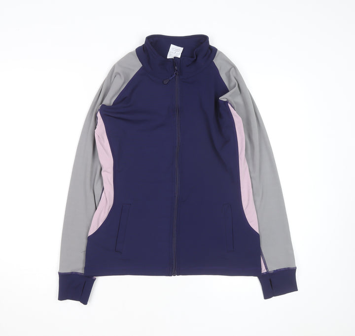 Active Womens Blue Track Jacket Size 12 Full Zip Lightweight