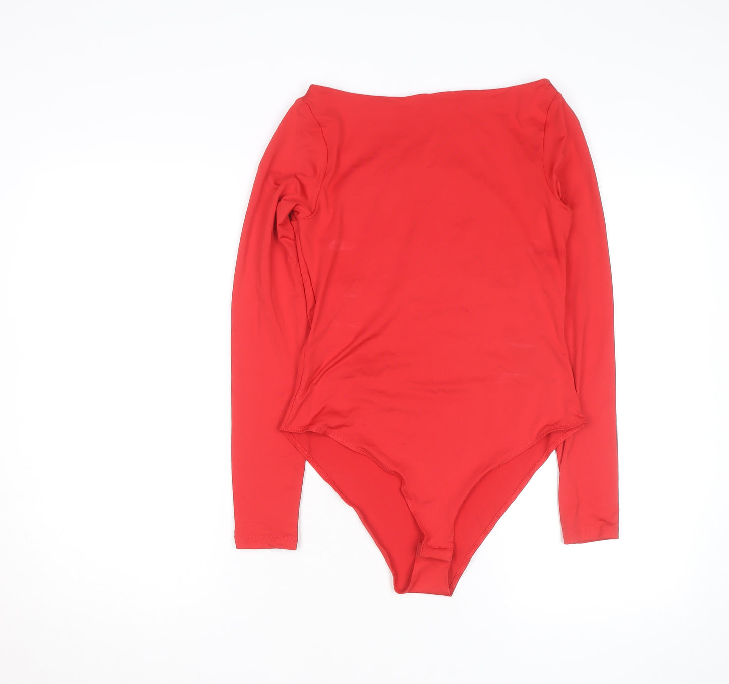 H&M Womens Red Long Sleeve Bodysuit Size S Stretch Jersey