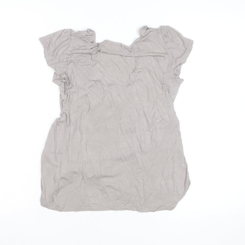 Warehouse Women’s Beige Ruffle Tunic Blouse Size 8 Short Sleeve