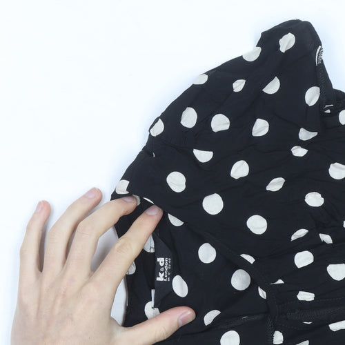 K&D Women Black Polka Dot A-Line Knee Length Dress Size 10