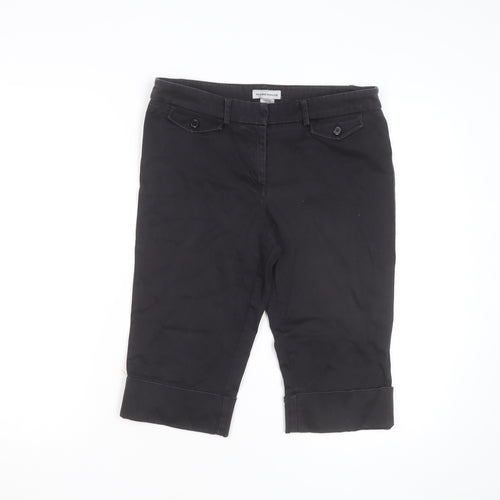 Warehouse Women's Black Chino Shorts Size 10 Stretch Cotton