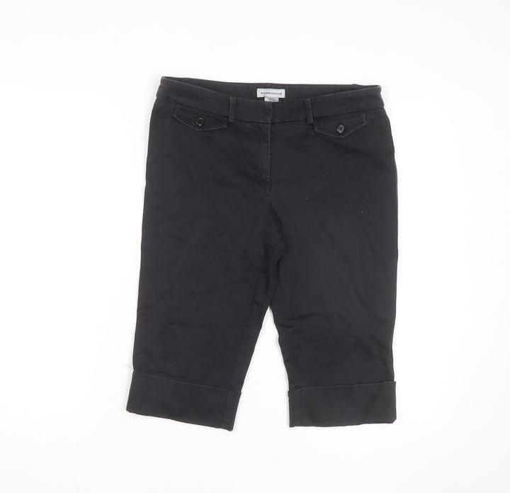 Warehouse Women's Black Chino Shorts Size 10 Stretch Cotton