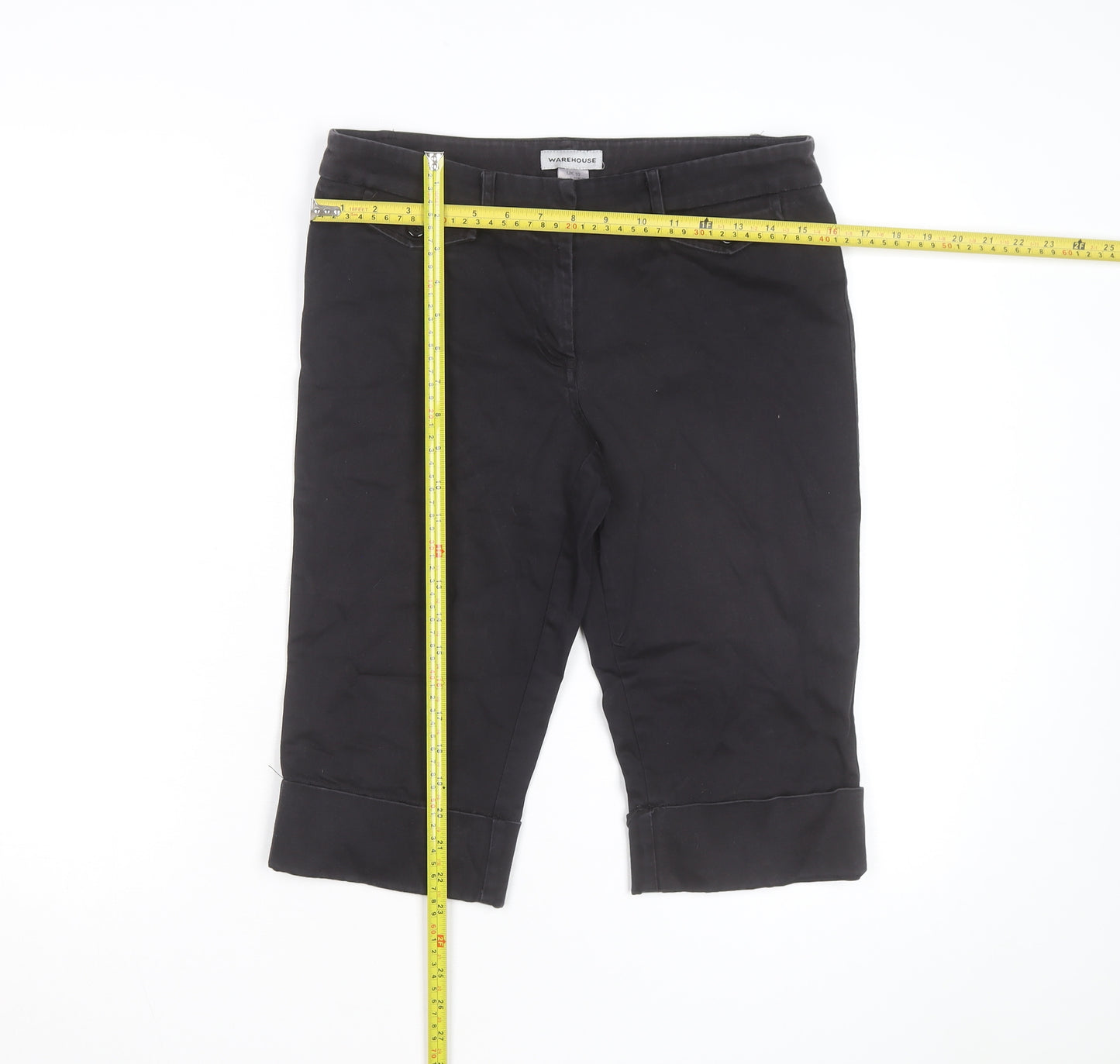 Warehouse Women's Black Chino Shorts Size 10 Stretch Cotton