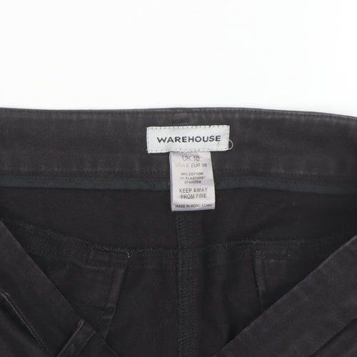 Warehouse Women's Black Chino Shorts Size 10 Stretch Cotton