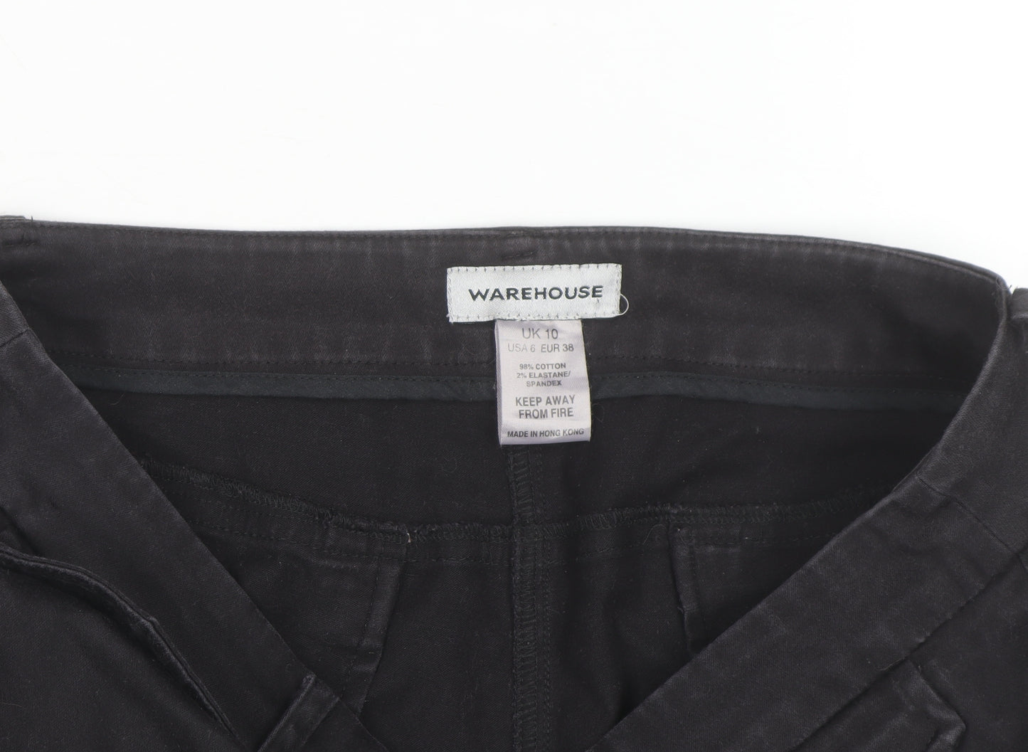 Warehouse Women's Black Chino Shorts Size 10 Stretch Cotton