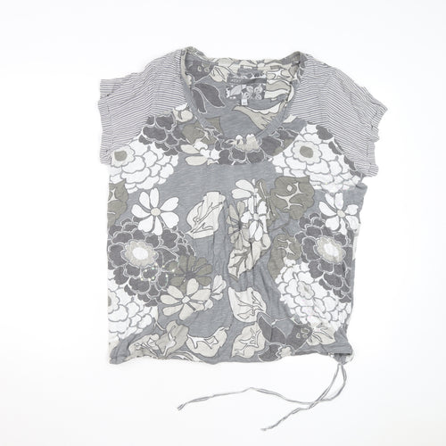 Next Womens Grey Floral Print V-Neck Tunic T-Shirt Size 20