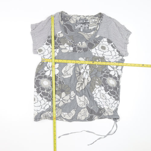 Next Womens Grey Floral Print V-Neck Tunic T-Shirt Size 20