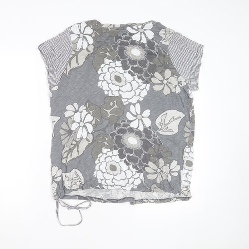 Next Womens Grey Floral Print V-Neck Tunic T-Shirt Size 20