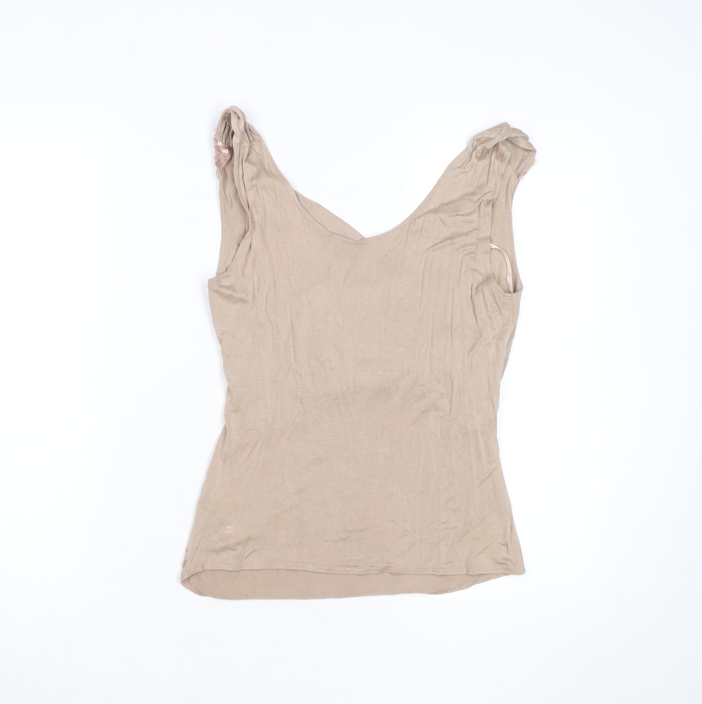 New Look Women’s Beige Wrap Sequin Strap Sleeveless Top Size 14