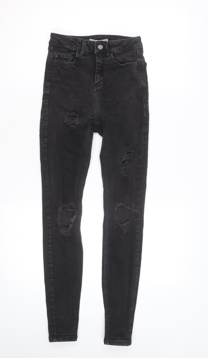 Denim Co. Women Black High Rise Distressed Skinny Jeans Size 6