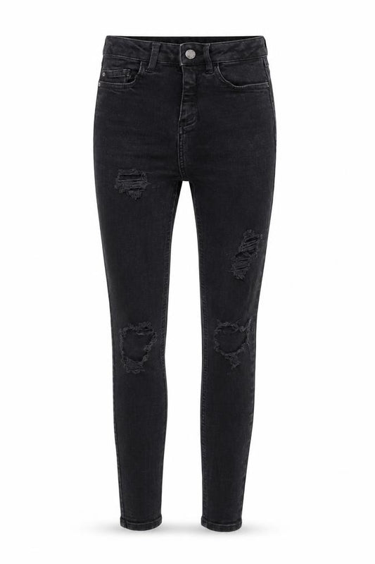 Denim Co. Women Black High Rise Distressed Skinny Jeans Size 6