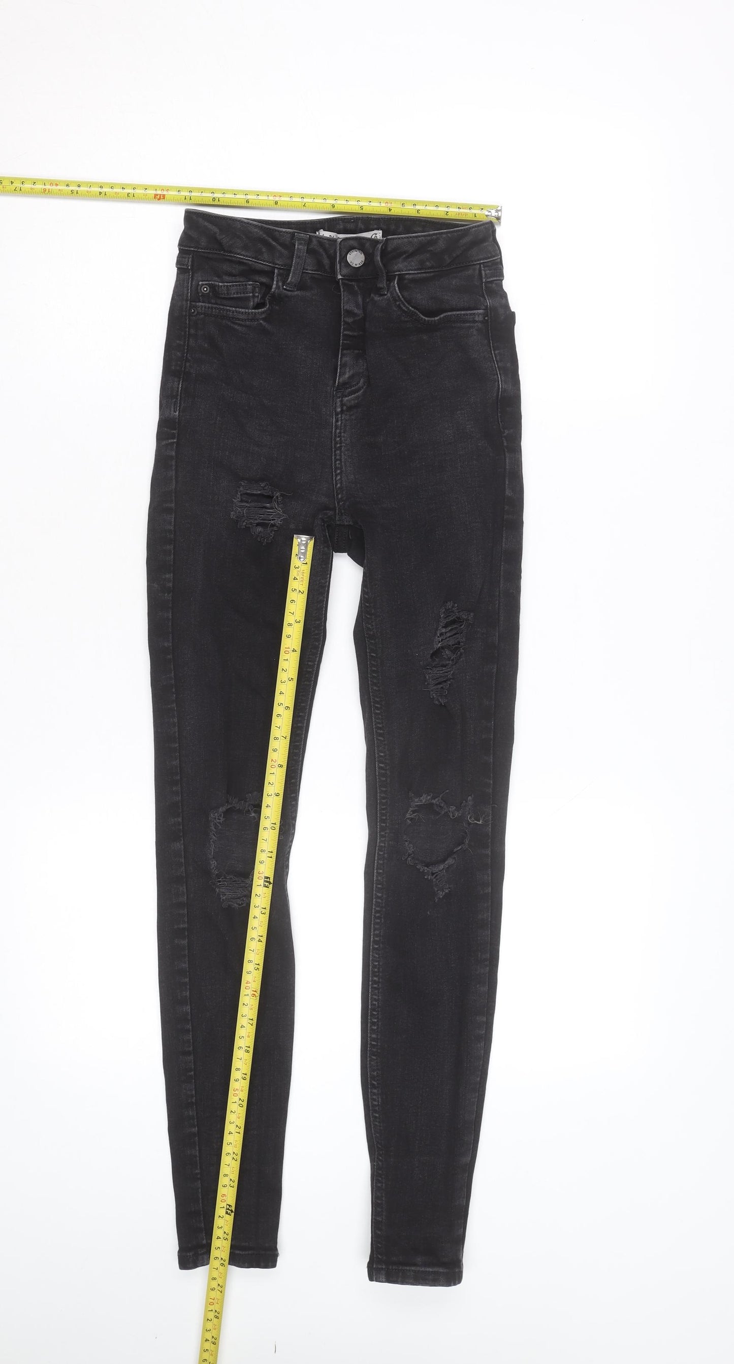 Denim Co. Women Black High Rise Distressed Skinny Jeans Size 6