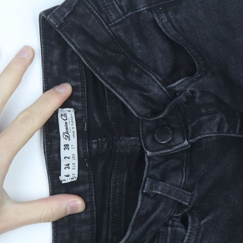 Denim Co. Women Black High Rise Distressed Skinny Jeans Size 6