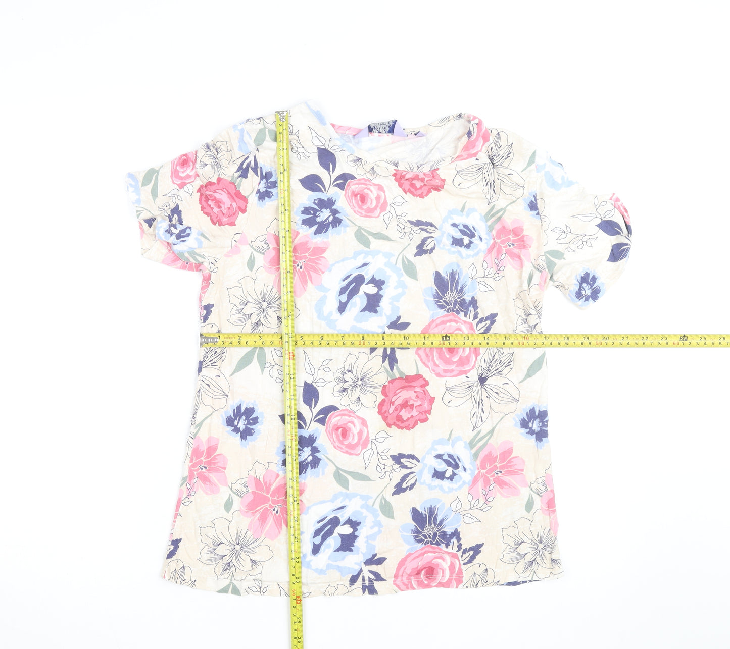 Honor Millburn Women's Multicoloured Floral Cotton T-Shirt Size 14