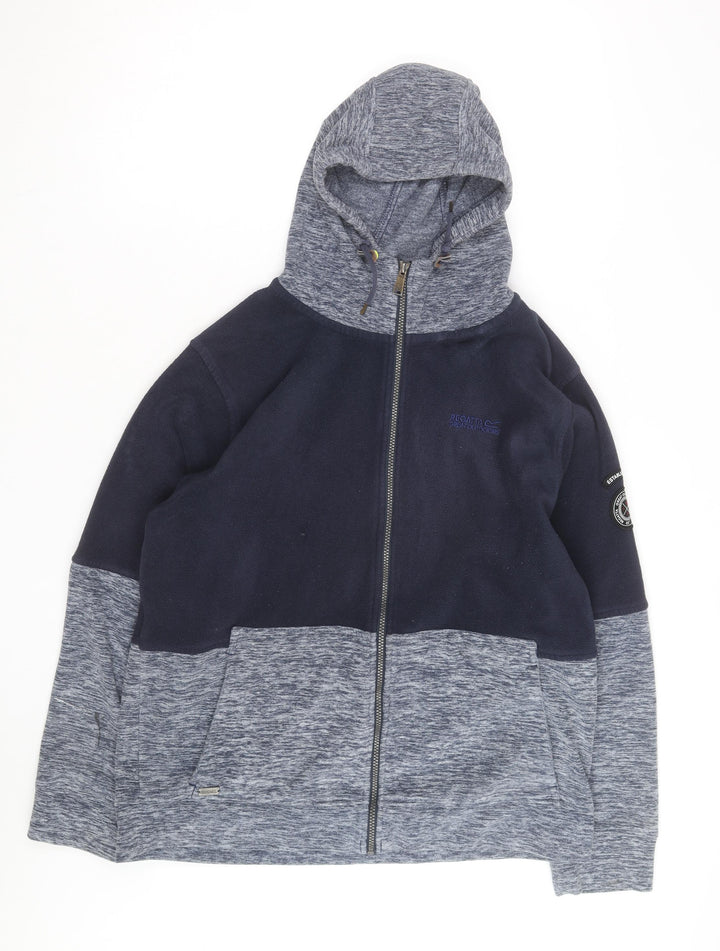 Regatta Mens Blue Full Zip Fleece Hoodie Size L Outdoor Layer