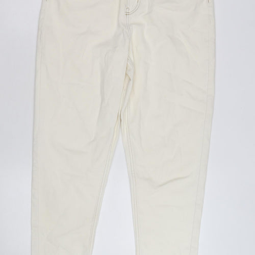 Primark Women’s Ivory High Rise Mom Jeans Size 16 Regular Fit Denim
