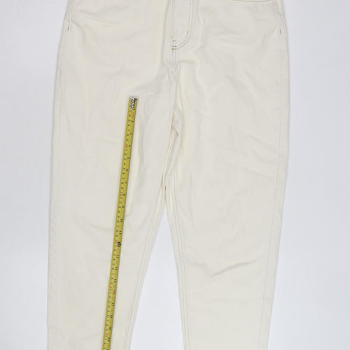Primark Women’s Ivory High Rise Mom Jeans Size 16 Regular Fit Denim