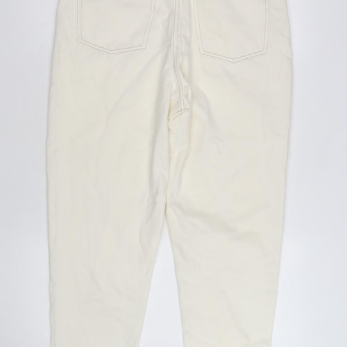 Primark Women’s Ivory High Rise Mom Jeans Size 16 Regular Fit Denim